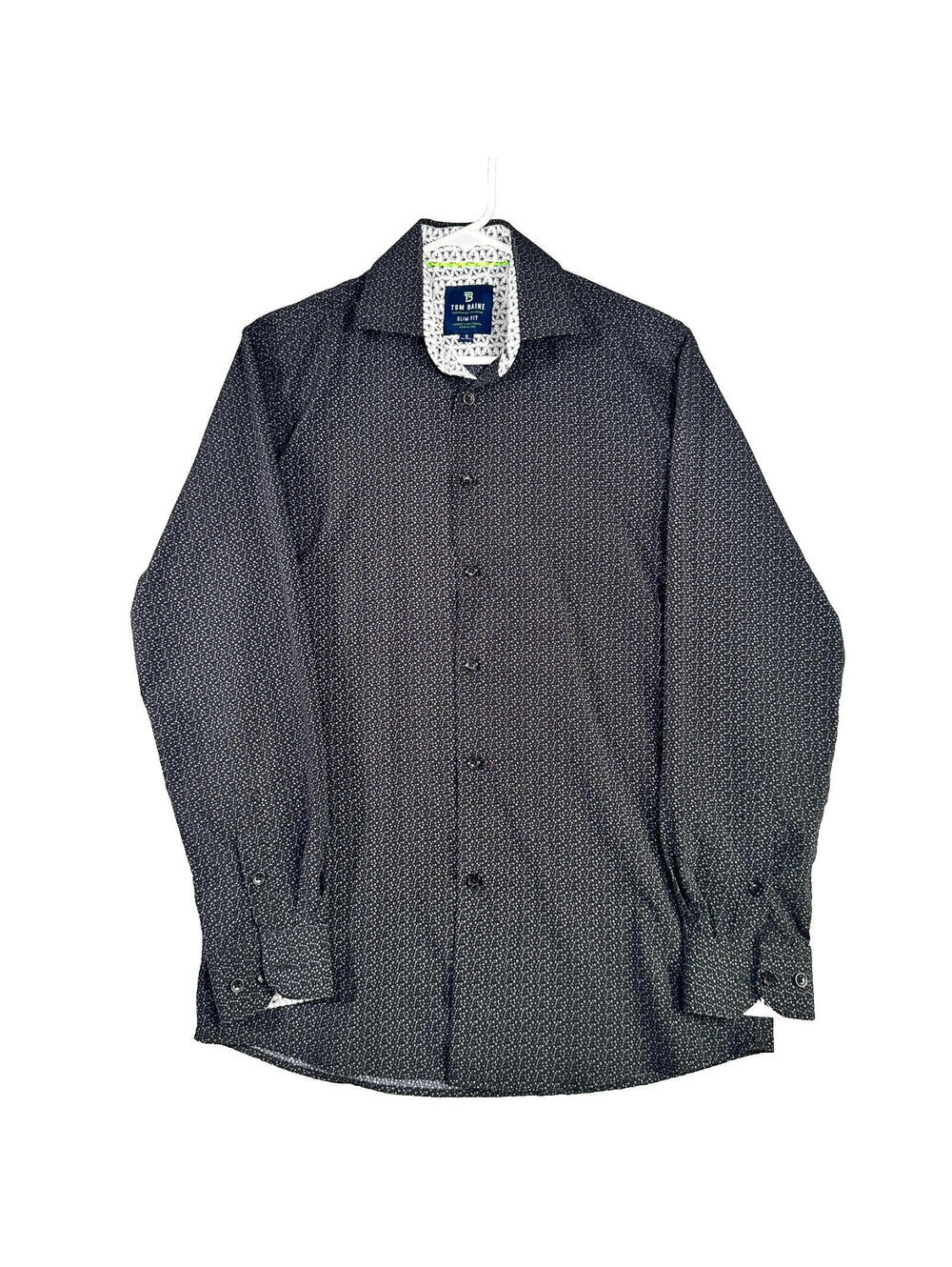 Tom Baine Men’s Slim Fit Button Front Dress Shirt Black -  Size Small